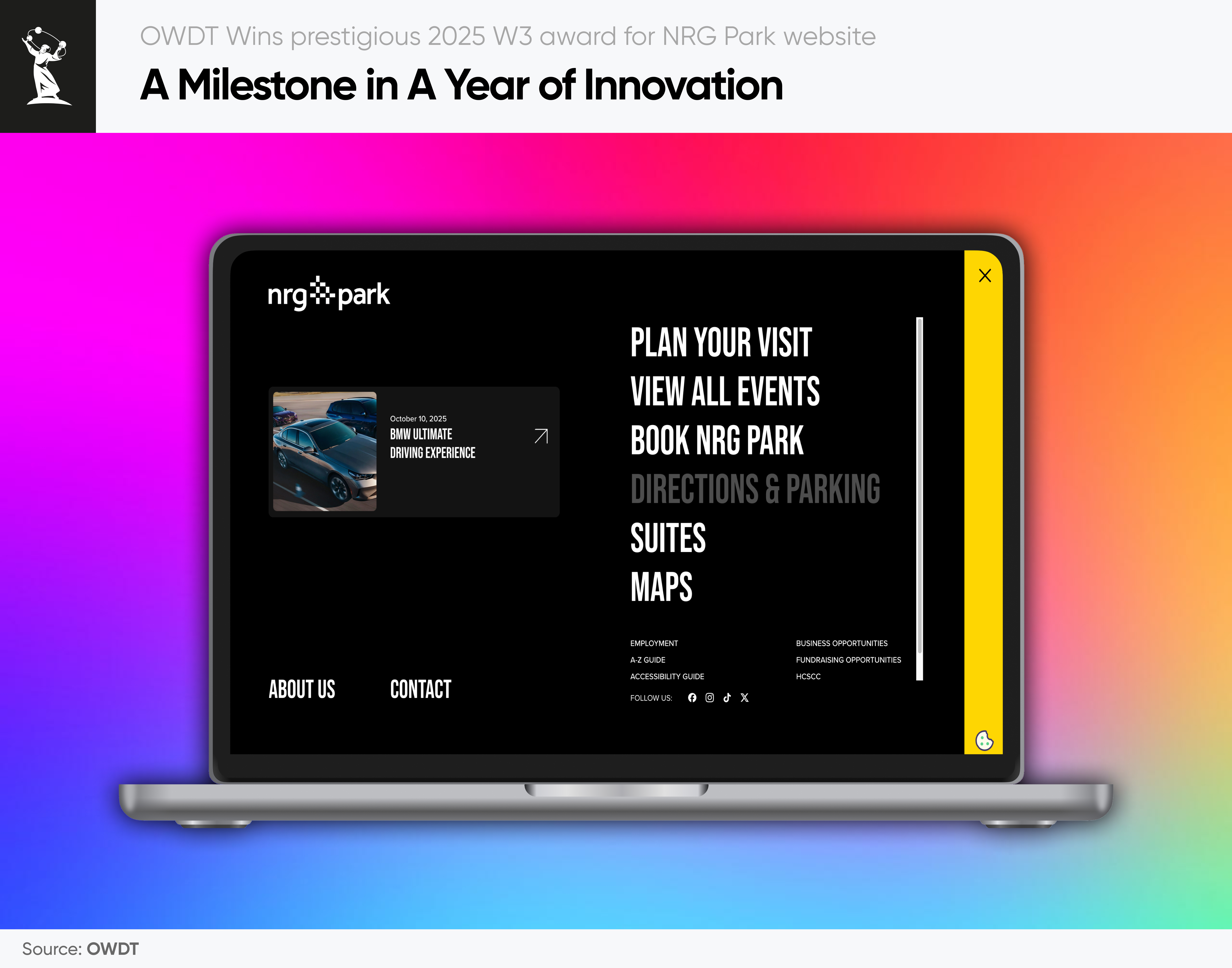OWDT wins 2025 W3 Award for NRG Park website
