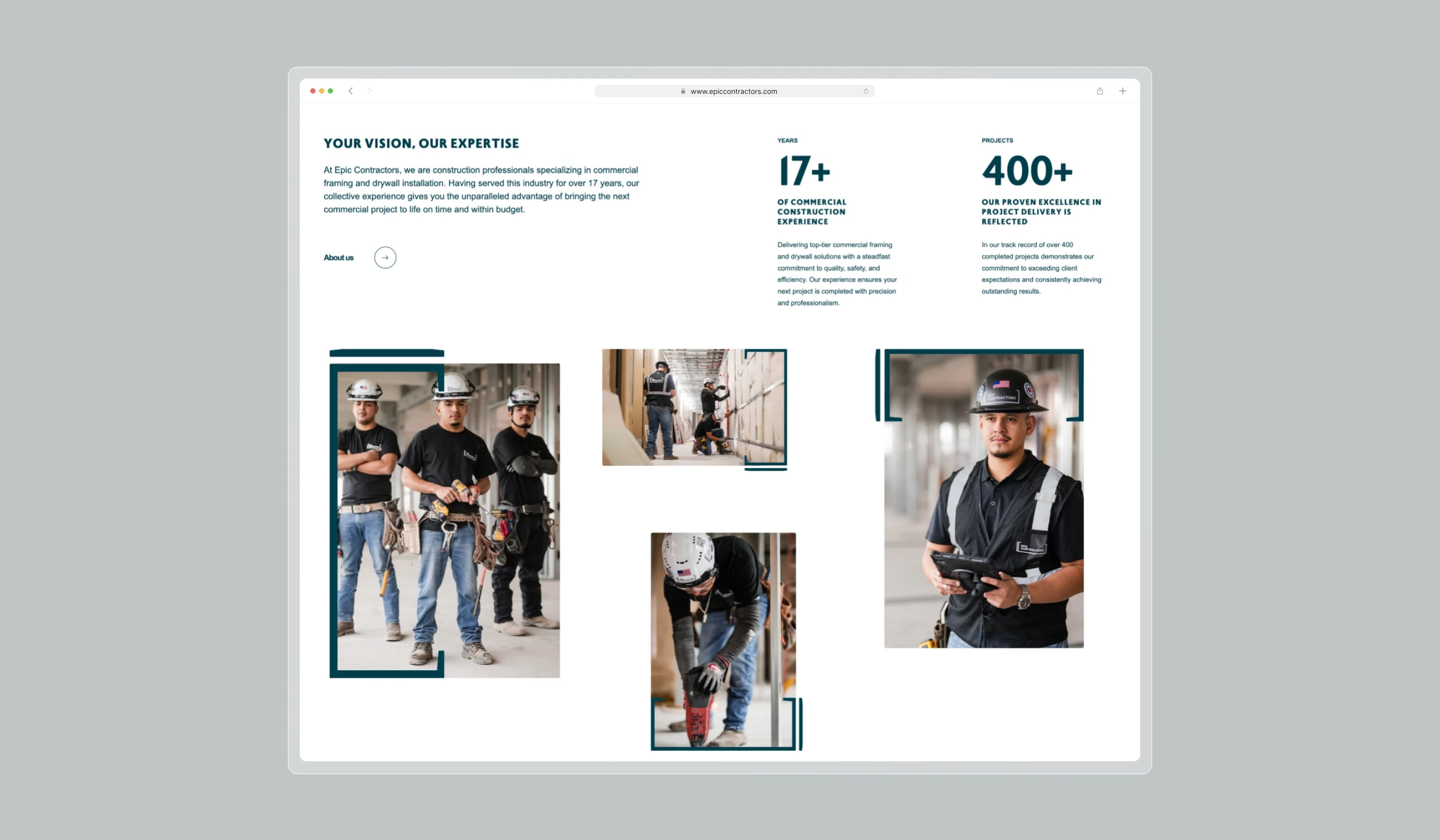 Structured Web layout for Epic Contractors by OWDT