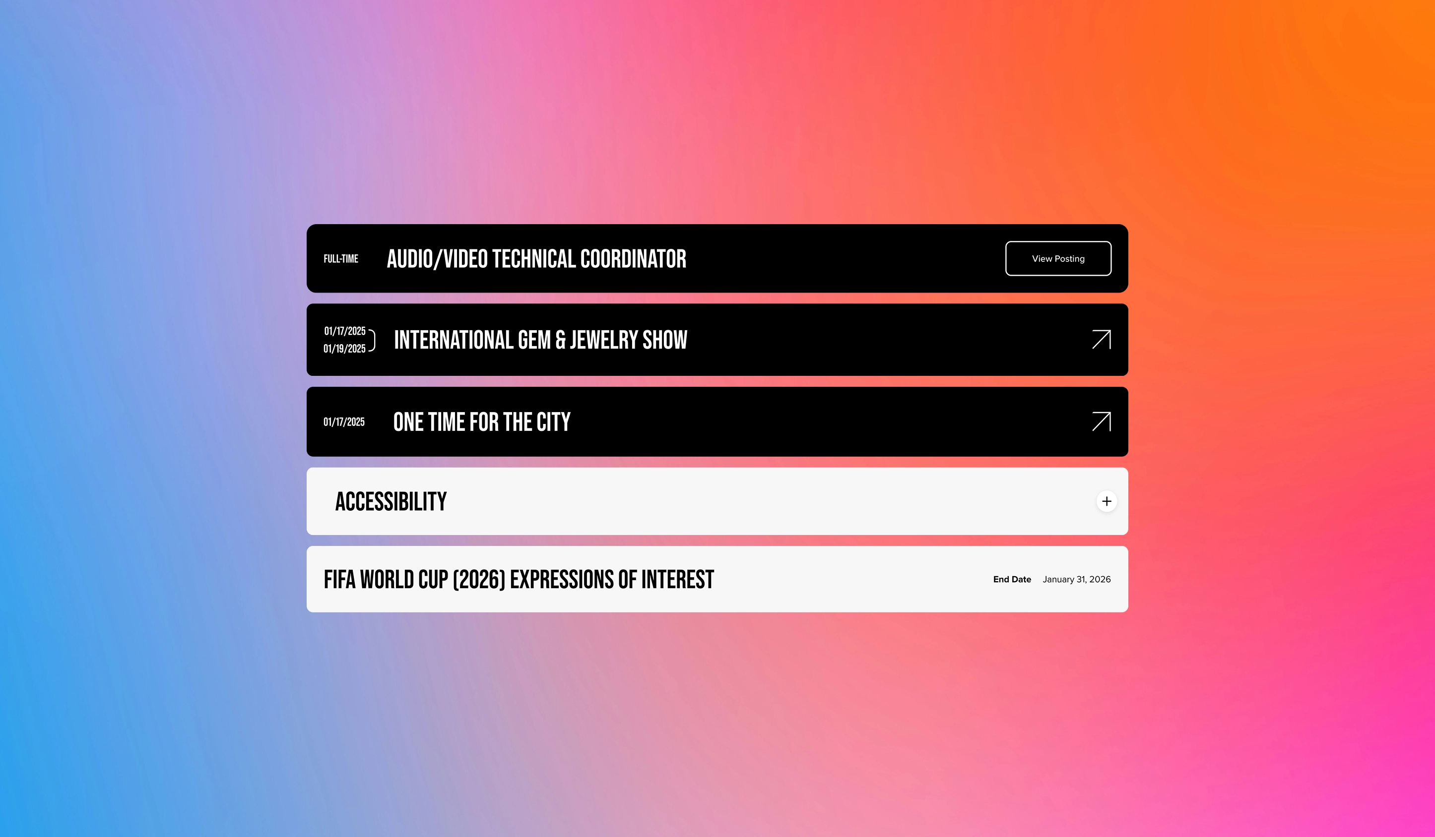 Interactive Event Listing UI for NRG Park by OWDT