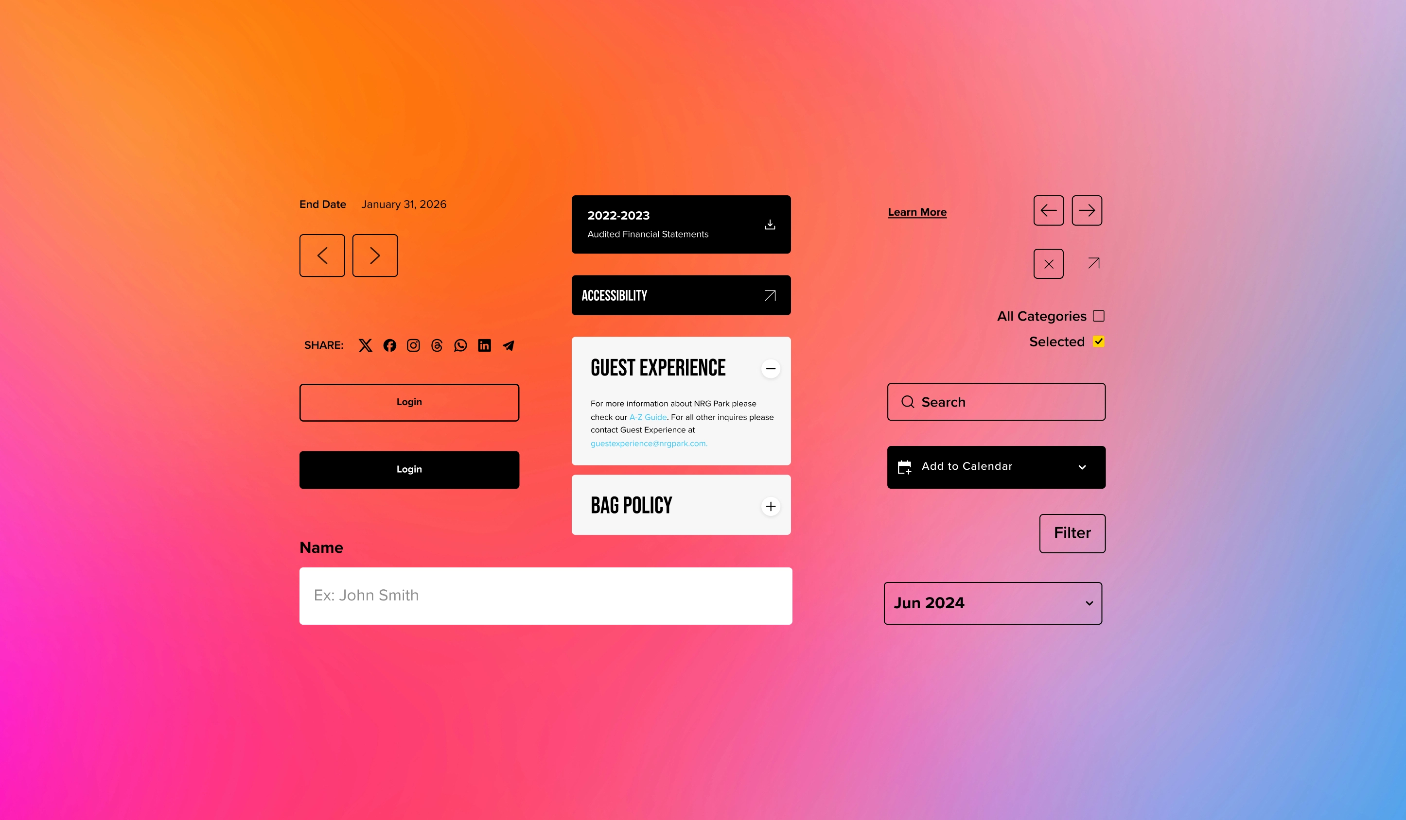 UI Kit for NRG Park by OWDT