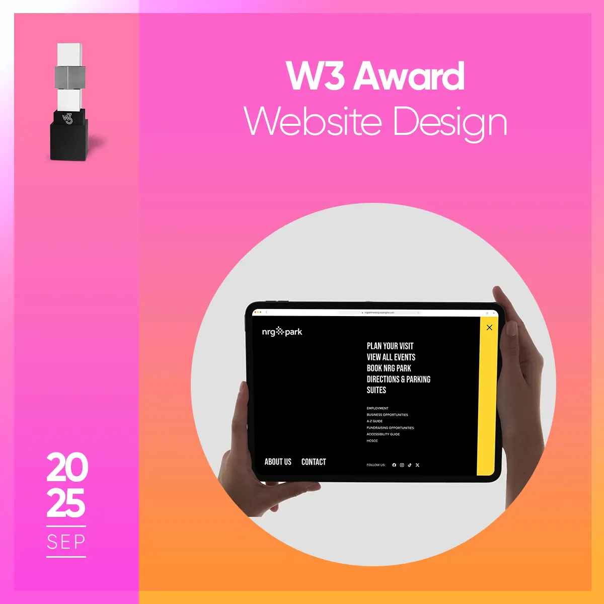 OWDT wins prestigious 2025 W3 award for NRG Park website