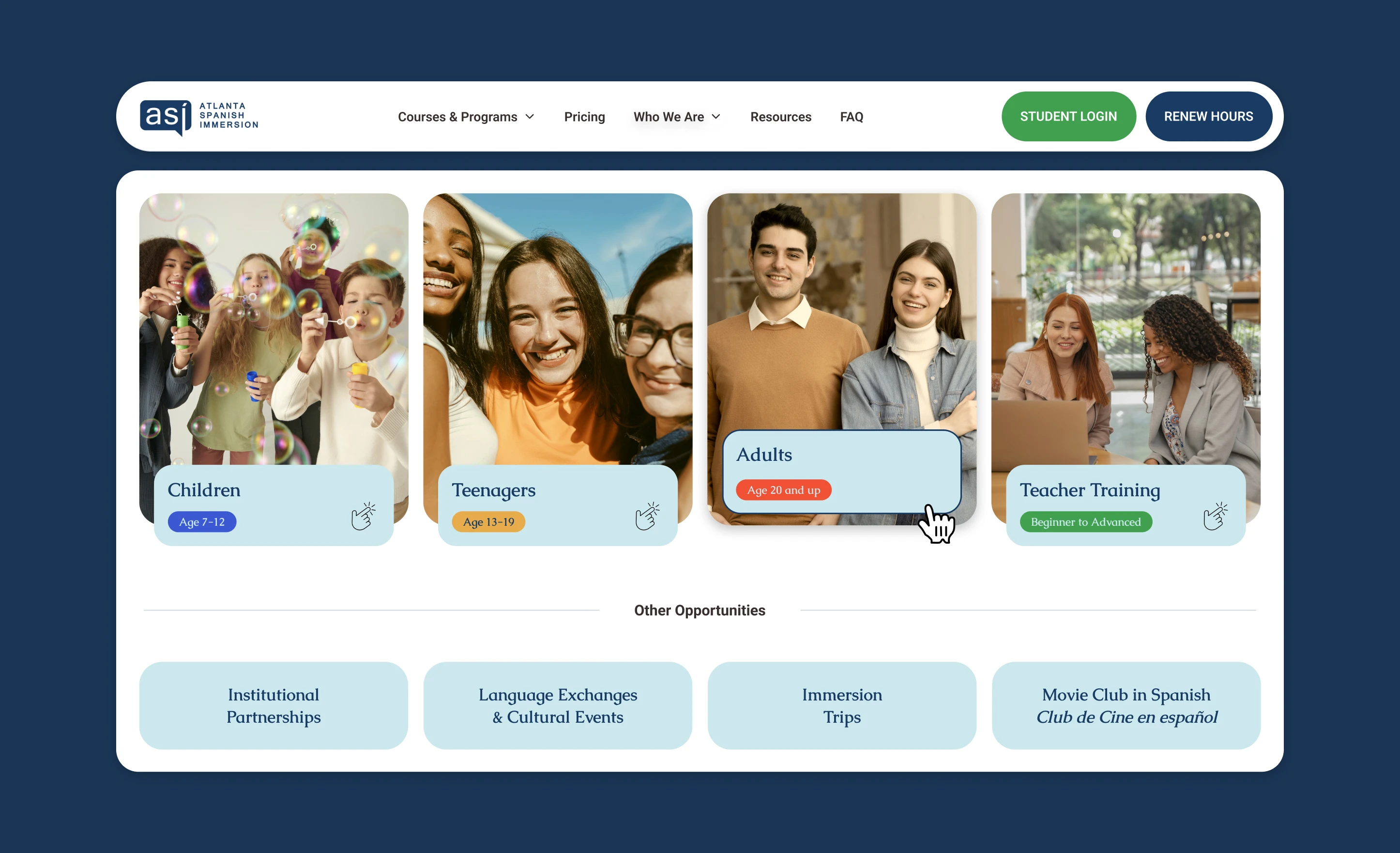 Atlanta Spanish Immersion Aged Group Classes